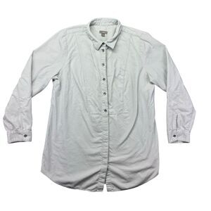 J Jill Shirt Womens Large Gray Long Sleeve Button Up 100% Cotton Casual Preppy